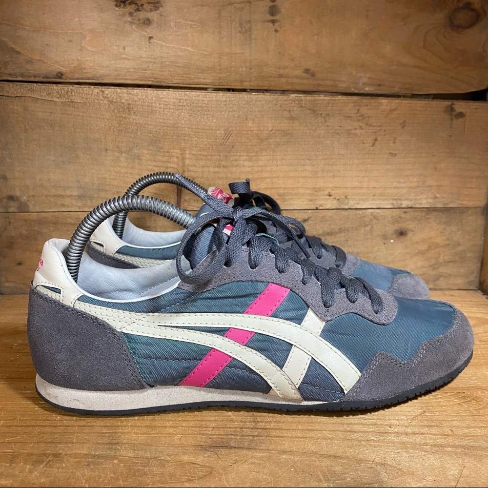 Asics Onitsuka Tiger Serrano Shoe Size 9.5 Women’s D159L Gray Pink Blue Sneaker